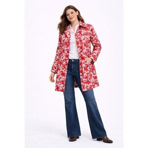LANDS END coat trench rain jacket colorful 10 12 MEDIUM floral colorful spring